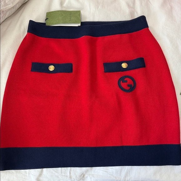 Gucci Red and Blue Mini Skirt